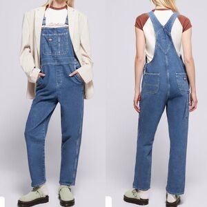 Dickies Heritage Bib Denim Overalls Medium Stone Wash Blue